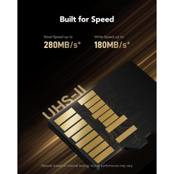 Lexar or carte micro sd 256go, carte mémoire flash microsdxc uhs-ii, carte microsd v60, u3, a1, c10, lecture jusqu'à 280mo/s, po