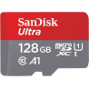 SanDisk Carte mémoire Ultra microSDXC UHS-I 128 Go + adaptateur (A1, Classe 10, U1, vidéos Full HD, jusqu'à 120 Mo/s de vitesse 