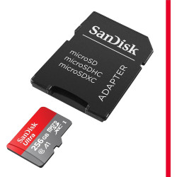 SanDisk Ultra microSDXC UHS-I memory card 256 GB+adapter (for Android smartphones and tablets and MIL cameras, A1, C10, U1, 120 