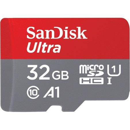Sandisk ultra 32 gb microsdhc memory card + sd adapter with a1 app performance up to 120 mb/s, class 10, u1, sdsqua4-032g-gn6ma 