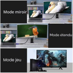 8K Câble HDMI 0.5m, câble 2.1 HDMI haute vitesse 48Gbps 8K@60Hz 4K@120Hz, HDCP 2.2&2.3 Compatible avec Roku TV/PC/Monitor Projec