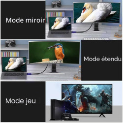 Câble HDMI 8K/60HZ 3m (HDMI 2.1, 48 Gbit/s) Connecteurs Plaqués or Ultra Haut Débit, Retour Audio Ethernet, Compatible avec Blu 