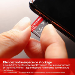 SANDISK Ultra Carte microSDXC UHS-I + SD Adapter, 1.5 to (Vitesses de Transfert Jusqu’à 195 Mo/s, vidéos en Full HD, V10, U1, C1