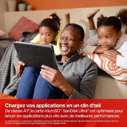 SANDISK Ultra Carte microSDXC 256 Go, UHS-I + SD Adapter (Jusqu’à 195 Mo/s Vitesses de Transfert, vidéos en Full HD, V10, U1, C1