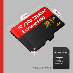 SANDISK Extreme Pro Carte microSD 64 Go, UHS-I + SD Adapter (Jusqu’à 200 Mo/s Vitesses de Lecture et Jusqu’à 90 Mo/s d’écriture,