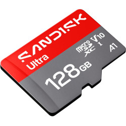 SANDISK Ultra Carte microSDXC 128 Go, UHS-I + SD Adapter (Jusqu’à 195 Mo/s Vitesses de Transfert, vidéos en Full HD, V10, U1, C1
