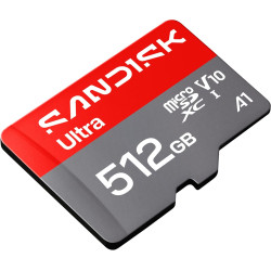 SANDISK Ultra Carte microSDXC UHS-I + SD Adapter, 512 Go (Vitesses de Transfert Jusqu’à 195 Mo/s, vidéos en Full HD, V10, U1, C1