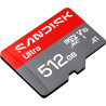 SANDISK Ultra Carte microSDXC UHS-I + SD Adapter, 512 Go (Vitesses de Transfert Jusqu’à 195 Mo/s, vidéos en Full HD, V10, U1, C1