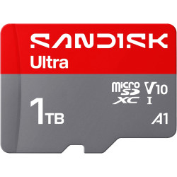 SANDISK Ultra Carte microSDXC UHS-I + SD Adapter, 1 to (Vitesses de Transfert Jusqu’à 195 Mo/s, vidéos en Full HD, V10, U1, C10,