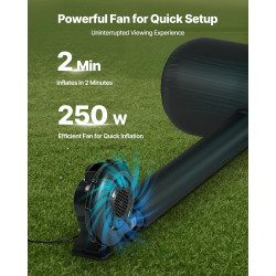 VEVOR Écran de Projection Gonflable Diagonale de 610 cm, Format 16:9, en 600D Lavable, avec Sac de Rangement, Installation Facil