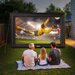 VEVOR Écran de Projection Gonflable Diagonale de 610 cm, Format 16:9, en 600D Lavable, avec Sac de Rangement, Installation Facil