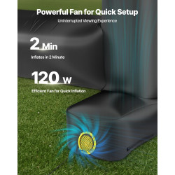 VEVOR Écran de Projection Gonflable Diagonale de 427 cm, Format 16:9, 600D, Lavable, avec Sac de Rangement Portable, Installatio