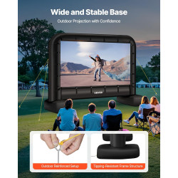 VEVOR Écran de Projection Gonflable Diagonale de 427 cm, Format 16:9, 600D, Lavable, avec Sac de Rangement Portable, Installatio