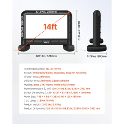 VEVOR Écran de Projection Gonflable Diagonale de 427 cm, Format 16:9, 600D, Lavable, avec Sac de Rangement Portable, Installatio