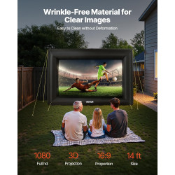 VEVOR Écran de Projection Gonflable Diagonale de 427 cm, Format 16:9, en 600D Lavable, avec Sac de Rangement, Installation Facil