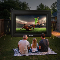 VEVOR Écran de Projection Gonflable Diagonale de 427 cm, Format 16:9, en 600D Lavable, avec Sac de Rangement, Installation Facil