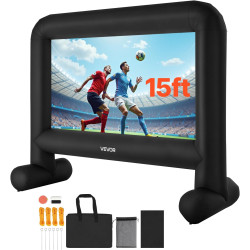 VEVOR Écran de Projection Gonflable Diagonale de 457 cm, Format 16:9, 600D, Lavable, avec Sac de Rangement Portable, Installatio