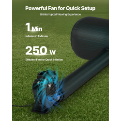 VEVOR Écran de Projection Gonflable Diagonale de 488 cm, Format 16:9, 600D, Lavable, avec Sac de Rangement Portable, Installatio