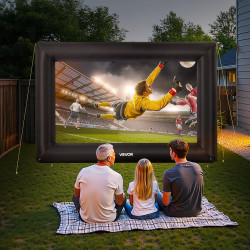 VEVOR Écran de Projection Gonflable Diagonale de 488 cm, Format 16:9, en 600D Lavable, avec Sac de Rangement Portable, Installat