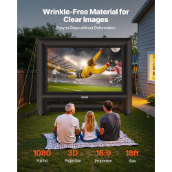 VEVOR Écran de Projection Gonflable Diagonale de 549 cm, Format 16:9, 600D, Lavable, avec Sac de Rangement Portable, Installatio