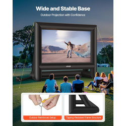 VEVOR Écran de Projection Gonflable Diagonale de 549 cm, Format 16:9, 600D, Lavable, avec Sac de Rangement Portable, Installatio