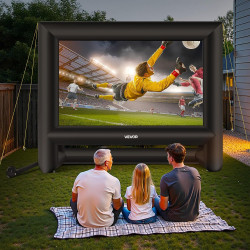 VEVOR Écran de Projection Gonflable Diagonale de 549 cm, Format 16:9, 600D, Lavable, avec Sac de Rangement Portable, Installatio
