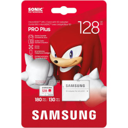 Samsung Carte mémoire microSDXC Sonic Pro Plus, Interface UHS-I, 128 Go, Vitesse de Lecture jusqu'à 180 Mo/s, Toujours Plus de V