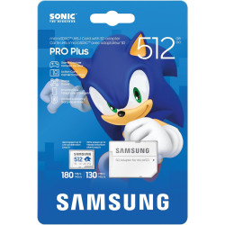 Samsung Carte mémoire microSDXC Sonic Pro Plus, Interface UHS-I, 512 Go, Vitesse de Lecture jusqu'à 180 Mo/s, Toujours Plus de V