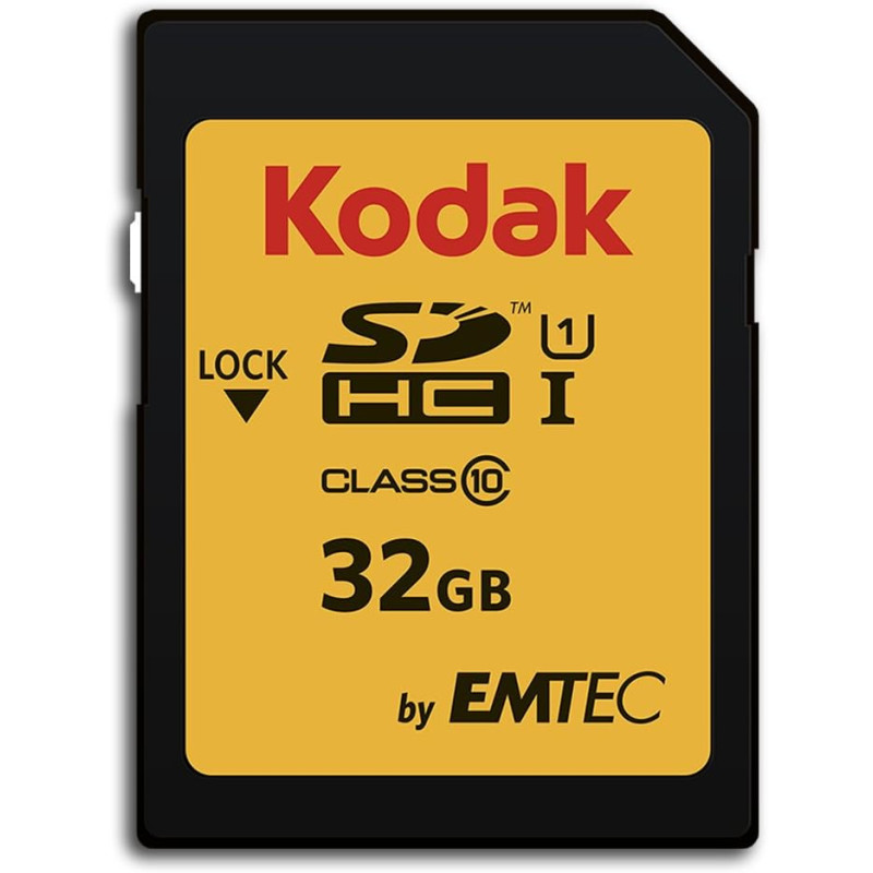 Kodak - Carte SD 32 Go UHS-I U1 V10 SDHC/XC - Carte Mémoire - Vitesse de Lecture 85MB/s Max - Vitesse d'Écriture 25MB/s Max - St