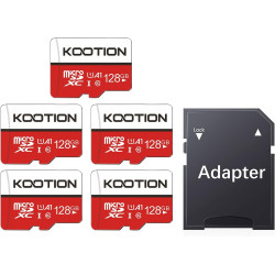 KOOTION Carte Micro SD 128 Go Lot de 5 UHS-I Vitesse jusqu'à 100 m/s,TF Micro SDXC, T-Flash Classe 10, U, A1 pour Drone/Dash Cam