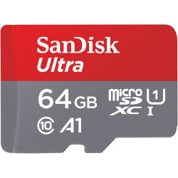 SanDisk Ultra 64 Go microSDXC UHS-I carte pour Chromebook avec adaptateur SD et jusqu'à 140 Mo/s en vitesse de transfert, A1 App