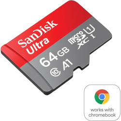 SanDisk Ultra 64 Go microSDXC UHS-I carte pour Chromebook avec adaptateur SD et jusqu'à 140 Mo/s en vitesse de transfert, A1 App