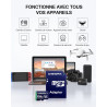 Carte mémoire microSDXC UHS-I CT100 256 Go avec Adaptateur – Jusqu’à 100 Mo/s, C10, U3, V30, Full HD, A2, pour Smartphones, tabl