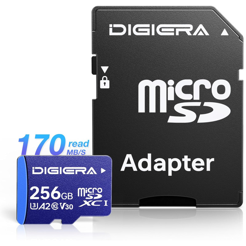 Carte mémoire microSDXC UHS-I LT100 256 Go avec Adaptateur – Jusqu’à 170 Mo/s, C10, U3, V30, 4K, A2, pour Smartphones, tablettes