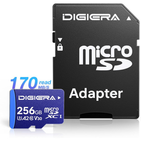 Carte mémoire microSDXC UHS-I LT100 256 Go avec Adaptateur – Jusqu’à 170 Mo/s, C10, U3, V30, 4K, A2, pour Smartphones, tablettes
