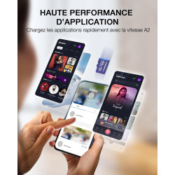 Carte mémoire microSDXC UHS-I LT100 256 Go avec Adaptateur – Jusqu’à 170 Mo/s, C10, U3, V30, 4K, A2, pour Smartphones, tablettes