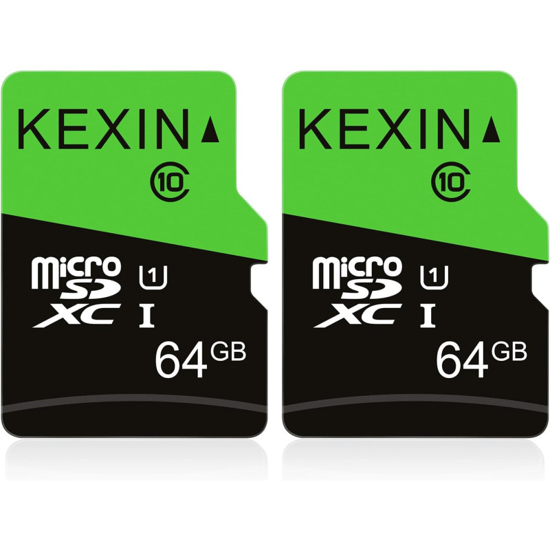 KEXIN Carte Micro SD 64Go de Haute Vitesse Jusqu'à 85 Mo/s, Lot de 2 Cartes Mémoire MicroSDXC 64 Go UHS-I C10 U3, Carte TF pour 