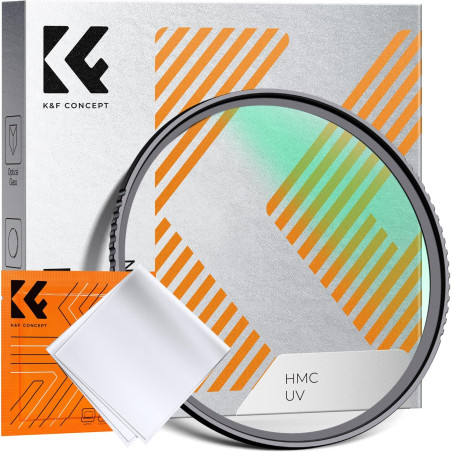 K&F CONCEPT Filtre UV 62mm Filtre de Protection et Chiffons de Nettoyage en Microfibre Multi-Couches avec Revêtement pour Object