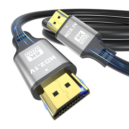 8K câble HDMI 3m, câble HDMI haute vitesse 48Gbps 8K@60Hz 4K@120Hz, HDCP 2.2 et 2.3, DTS:X, HDR 10 Compatible avec Roku TV/eARC/