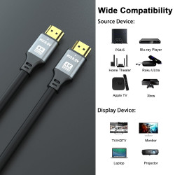 4k HDMI câble 5m, haute vitesse HDMI 2.0, 18Gbps, Ultra HD, Ethernet Audio retour, vidéo 4K, 1080p, 3D, Arc, HDR Compatible avec