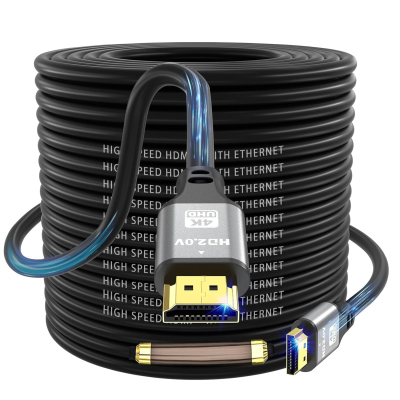câble HDMI 100ft, 4K@60Hz, 18Gbps haute vitesse HDMI 2.0 cordon, Ultra HD,Ethernet retour Audio, vidéo 4K,1080p,3D,Arc, HDR Comp