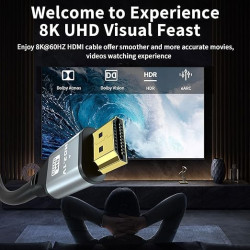 8K câble HDMI 0.5m, câble HDMI haute vitesse 48Gbps 8K@60Hz 4K@120Hz, HDCP 2.2 & 2.3, DTS:X, HDR 10 Compatible avec Roku TV/eARC
