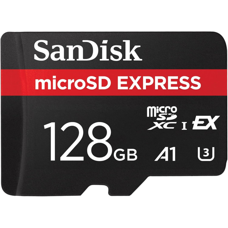 SanDisk MicroSD Express, 128 Go Carte, Vitesse de Lecture/Écriture Jusqu'à 880/480 Mo/s, 4,4 Fois Plus Rapide Que Nos Cartes Cla
