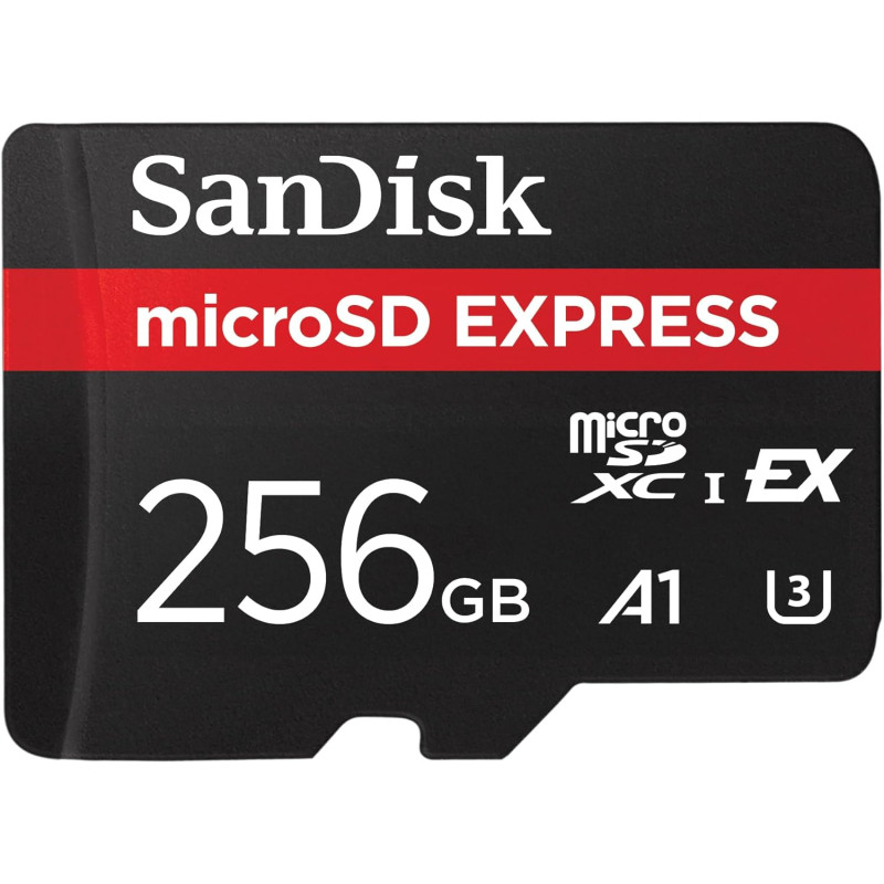 SanDisk microSD Express, 256 Go Carte microSD, Vitesee de lecture/écriture jusqu'à 880/480 Mo/s, Des vitesses de lecture jusqu’à