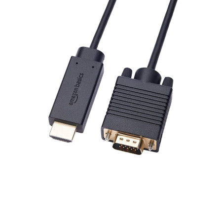 Amazon Basics Câble HDMI (source) vers (affichage) VGA - NON bidirectionnel - plaqué or, 6 feet, noir