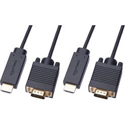 Amazon Basics Câble HDMI (source) vers (affichage) VGA - NON bidirectionnel - plaqué or, 6 feet, noir (Lot de 2)