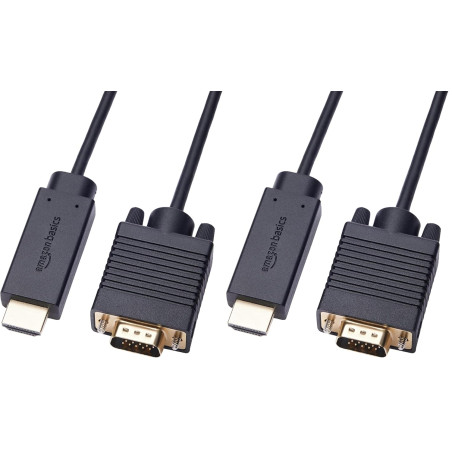 Amazon Basics Câble HDMI (source) vers (affichage) VGA - NON bidirectionnel - plaqué or, 6 feet, noir (Lot de 2)