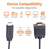 Amazon Basics Câble HDMI (source) vers (affichage) VGA - NON bidirectionnel - plaqué or, 6 feet, noir (Lot de 2)