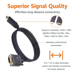 Amazon Basics Câble HDMI (source) vers (affichage) VGA - NON bidirectionnel - plaqué or, 6 feet, noir (Lot de 2)