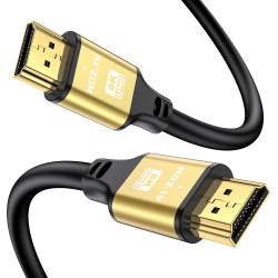 Cable HDMI Court 0.5M, 8K@60Hz 4K@120Hz, Câble HDMI 2.1 Ultra HauteVitesse avec Connecteurs Plaqués Or, Boîtier en Aluminium Pou